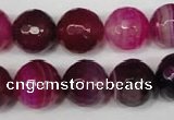 CAG2089 15.5 inches 14mm faceted round fuchsia line agate beads