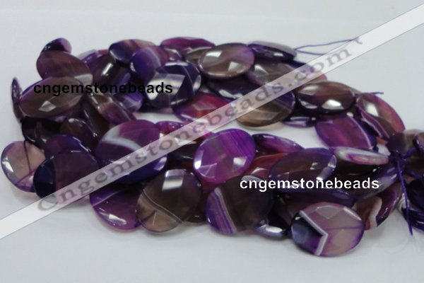 CAG209 15.5 inches 22*30mm faceted oval purple agate gemstone beads