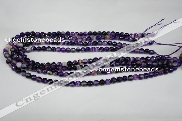 CAG2094 15.5 inches 6mm faceted round purple line agate beads