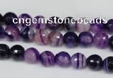 CAG2095 15.5 inches 8mm faceted round purple line agate beads