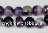 CAG2097 15.5 inches 12mm faceted round purple line agate beads