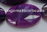 CAG210 15.5 inches 25*35mm faceted oval purple agate gemstone beads