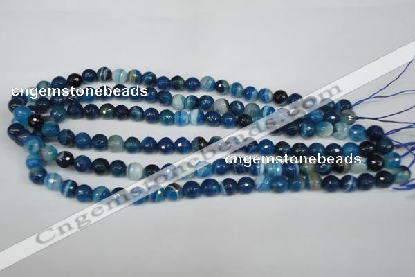 CAG2103 15.5 inches 6mm faceted round blue line agate beads