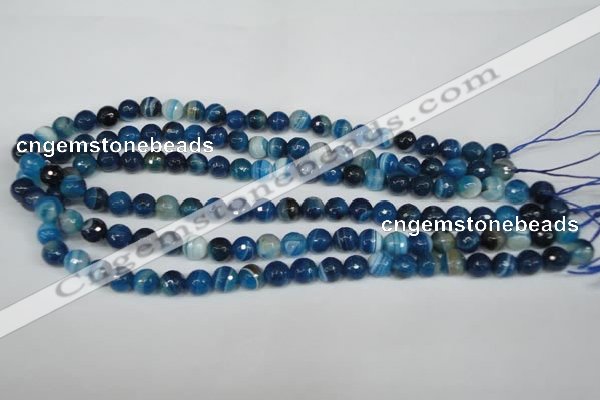 CAG2104 15.5 inches 8mm faceted round blue line agate beads