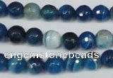 CAG2105 15.5 inches 10mm faceted round blue line agate beads