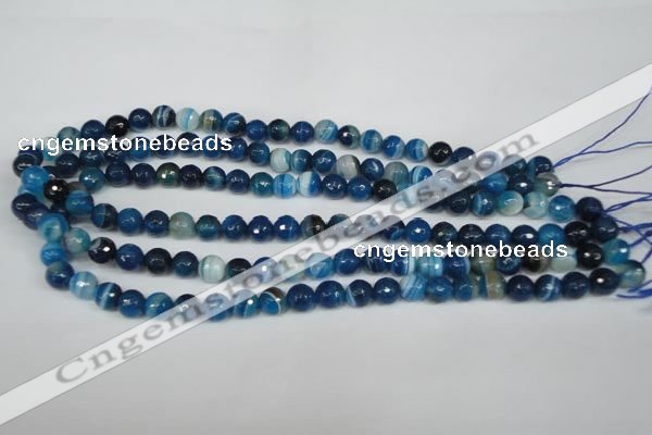 CAG2105 15.5 inches 10mm faceted round blue line agate beads