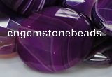 CAG211 15.5 inches 30*40mm faceted oval purple agate gemstone beads