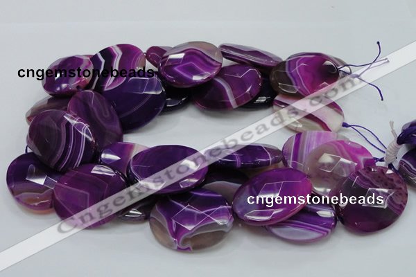 CAG211 15.5 inches 30*40mm faceted oval purple agate gemstone beads