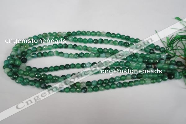 CAG2112 15.5 inches 6mm faceted round green line agate beads