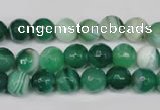 CAG2113 15.5 inches 8mm faceted round green line agate beads