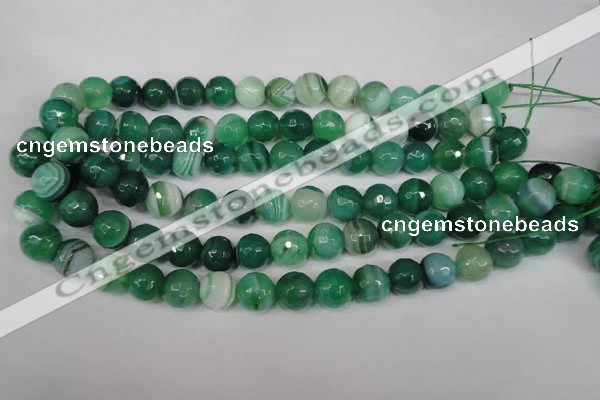 CAG2113 15.5 inches 8mm faceted round green line agate beads