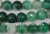 CAG2115 15.5 inches 12mm faceted round green line agate beads