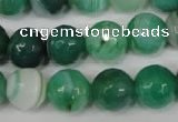 CAG2116 15.5 inches 14mm faceted round green line agate beads