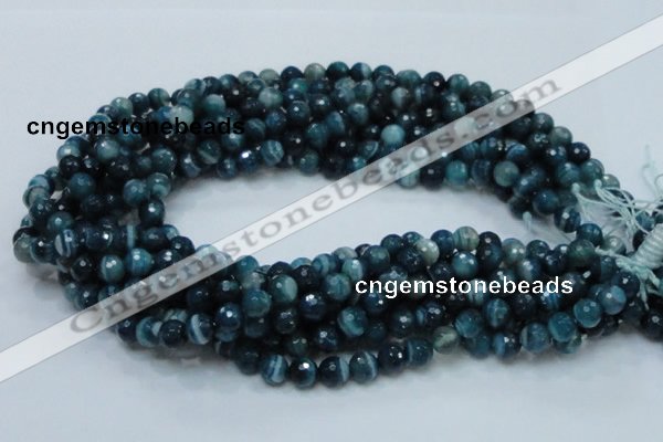 CAG214 15.5 inches 8mm faceted round blue agate gemstone beads