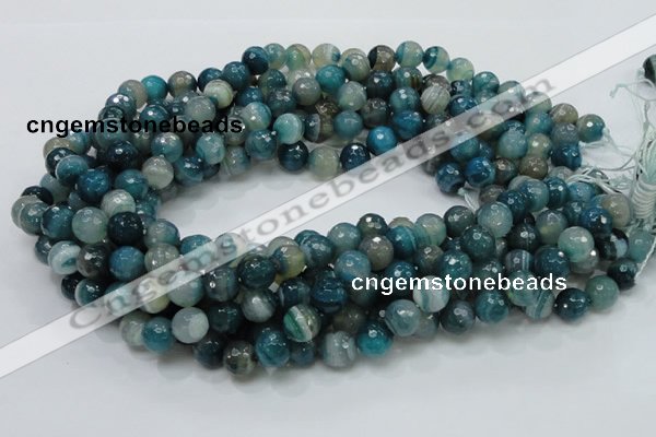 CAG215 15.5 inches 10mm faceted round blue agate gemstone beads