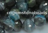 CAG216 15.5 inches 12mm faceted round blue agate gemstone beads