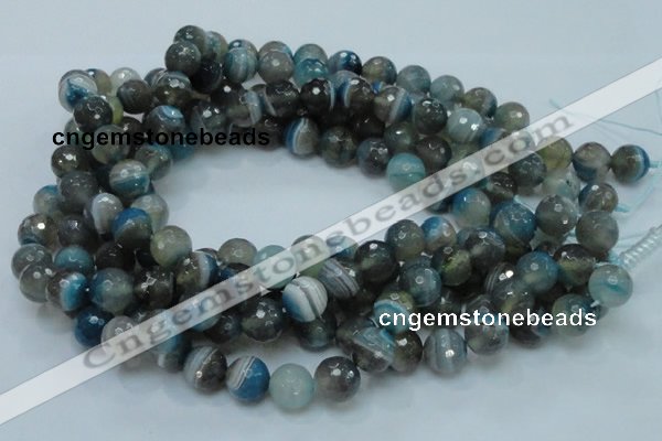 CAG216 15.5 inches 12mm faceted round blue agate gemstone beads