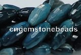 CAG218 15.5 inches 10*20mm faceted rice blue agate gemstone beads