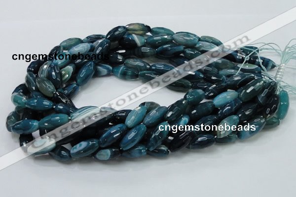 CAG218 15.5 inches 10*20mm faceted rice blue agate gemstone beads