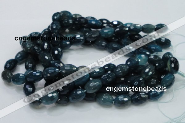 CAG219 15.5 inches 13*18mm faceted rice blue agate gemstone beads