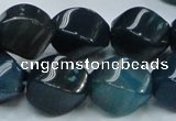 CAG220 15.5 inches 13*18mm twisted blue agate gemstone beads