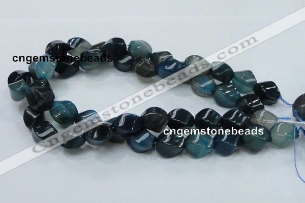 CAG220 15.5 inches 13*18mm twisted blue agate gemstone beads