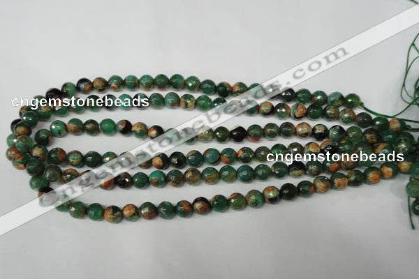 CAG2222 15.5 inches 8mm faceted round fire crackle agate beads