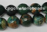 CAG2225 15.5 inches 14mm faceted round fire crackle agate beads