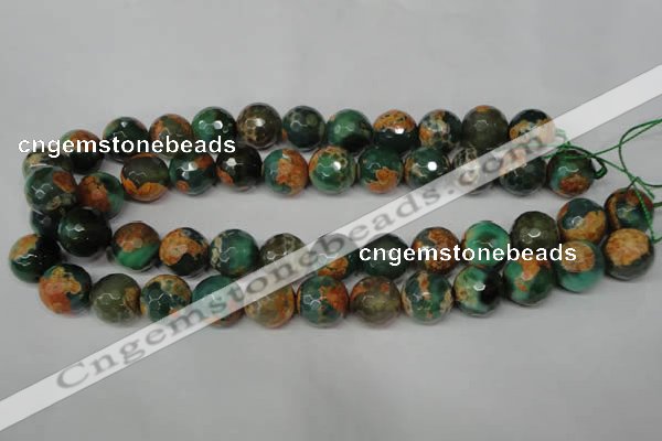 CAG2226 15.5 inches 16mm faceted round fire crackle agate beads