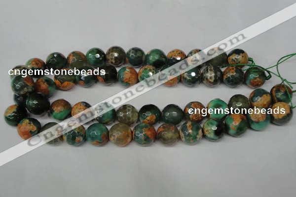 CAG2227 15.5 inches 18mm faceted round fire crackle agate beads