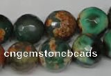 CAG2228 15.5 inches 20mm faceted round fire crackle agate beads