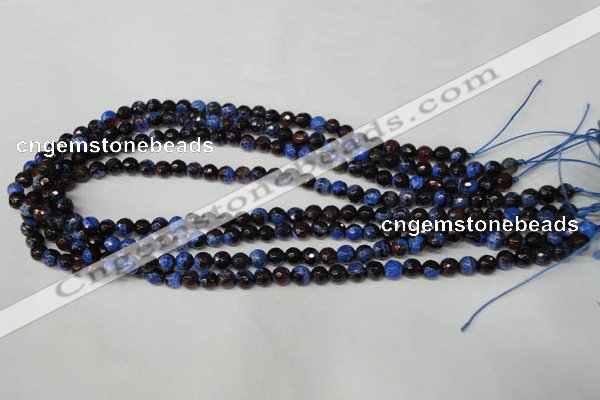 CAG2231 15.5 inches 6mm faceted round fire crackle agate beads