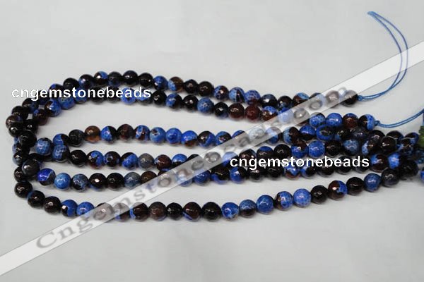 CAG2232 15.5 inches 8mm faceted round fire crackle agate beads