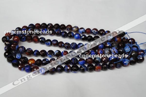 CAG2233 15.5 inches 10mm faceted round fire crackle agate beads