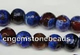 CAG2234 15.5 inches 12mm faceted round fire crackle agate beads