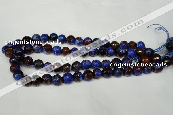 CAG2234 15.5 inches 12mm faceted round fire crackle agate beads