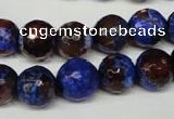 CAG2235 15.5 inches 14mm faceted round fire crackle agate beads