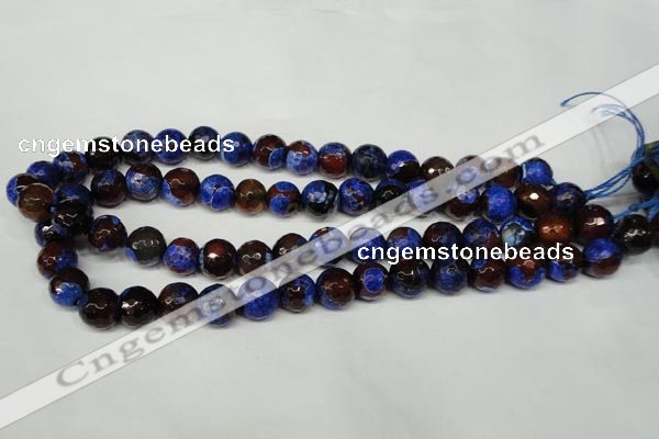 CAG2235 15.5 inches 14mm faceted round fire crackle agate beads