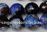 CAG2237 15.5 inches 18mm faceted round fire crackle agate beads