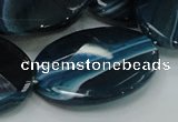 CAG224 15.5 inches 25*35mm faceted oval blue agate gemstone beads