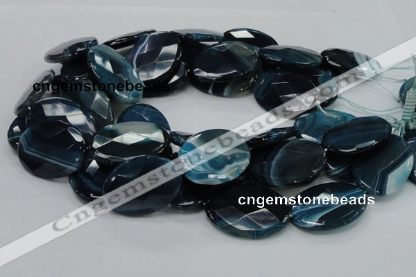 CAG224 15.5 inches 25*35mm faceted oval blue agate gemstone beads