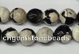 CAG2244 15.5 inches 12mm faceted round fire crackle agate beads