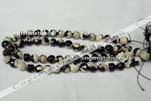 CAG2244 15.5 inches 12mm faceted round fire crackle agate beads