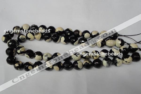 CAG2245 15.5 inches 14mm faceted round fire crackle agate beads