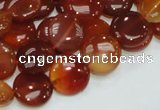 CAG225 15.5 inches 12mm flat round red agate gemstone beads