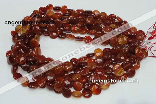 CAG225 15.5 inches 12mm flat round red agate gemstone beads