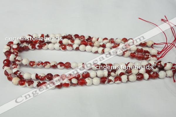 CAG2252 15.5 inches 8mm faceted round fire crackle agate beads