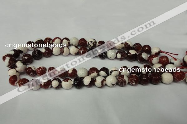 CAG2254 15.5 inches 12mm faceted round fire crackle agate beads