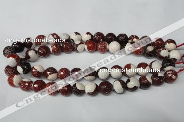 CAG2255 15.5 inches 14mm faceted round fire crackle agate beads