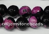 CAG2266 15.5 inches 16mm faceted round fire crackle agate beads